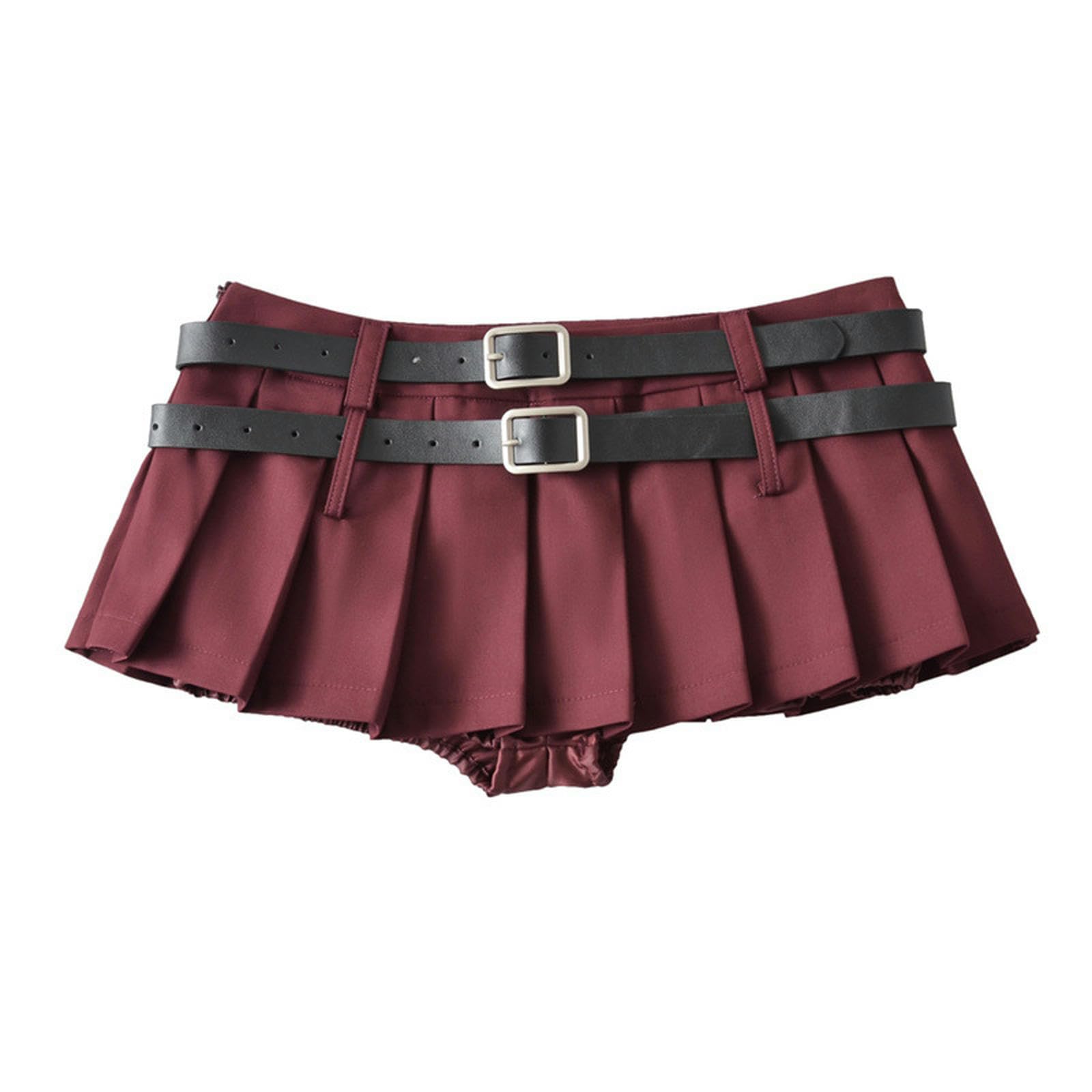 Jupe plissée taille basse bordeaux, mini jupe trapèze d'été L