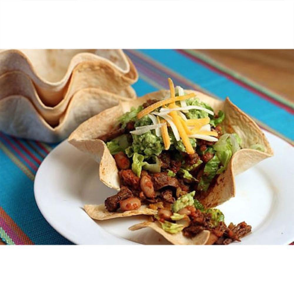 4 stampi per tortilla, 15,2 cm, antiaderenti, in acciaio al carbonio, scanalati, tortilla, taco, insalatiera, stampo a forma di fiore, per casa, cucina, ristorante