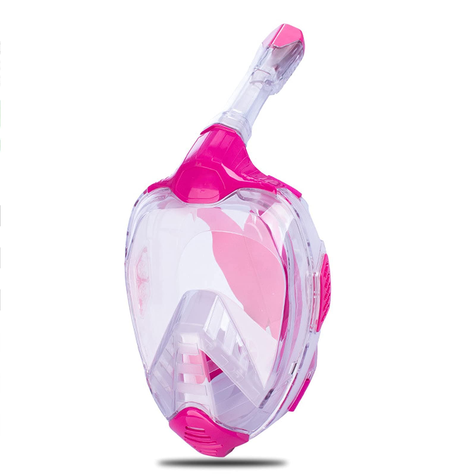 Masque de plongée intégral Pliable Facile à Respirer, Masque de plongée panoramique à 180 ° antibuée et Anti-Fuite pour Adultes et Enfants/Rose