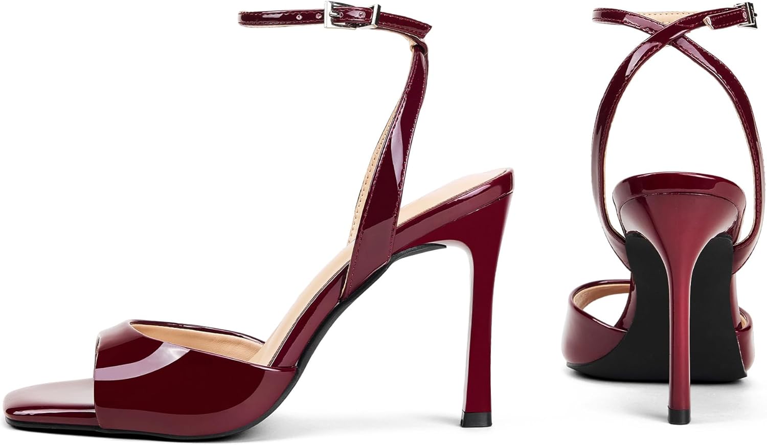 Elisabet Tang Heels for Women Square Open Toe Heeled Sandals Ankle Strap Sexy Peep Toe High Heels for Party, Prom, Wedding Dressy Shoes - Image 6