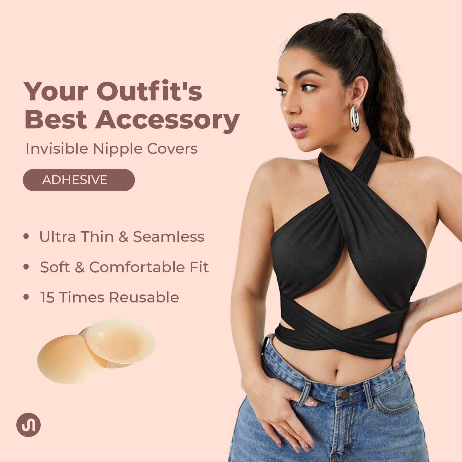 Bodyband Nipple Cover Reusable For Women Thin Silicone Nipple Pasties For Women Reusable to Cover Under Bra Skin Friendly Adhesive Nipple pads for Women, Girls Breast Nipple Cap Nipple Pasties -4Pair 3