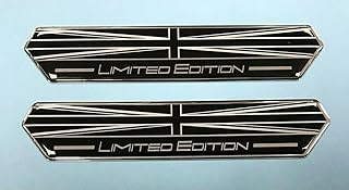 2 x Union Jack Limited Edition Black and White 100mm Domed Stickers/Decals