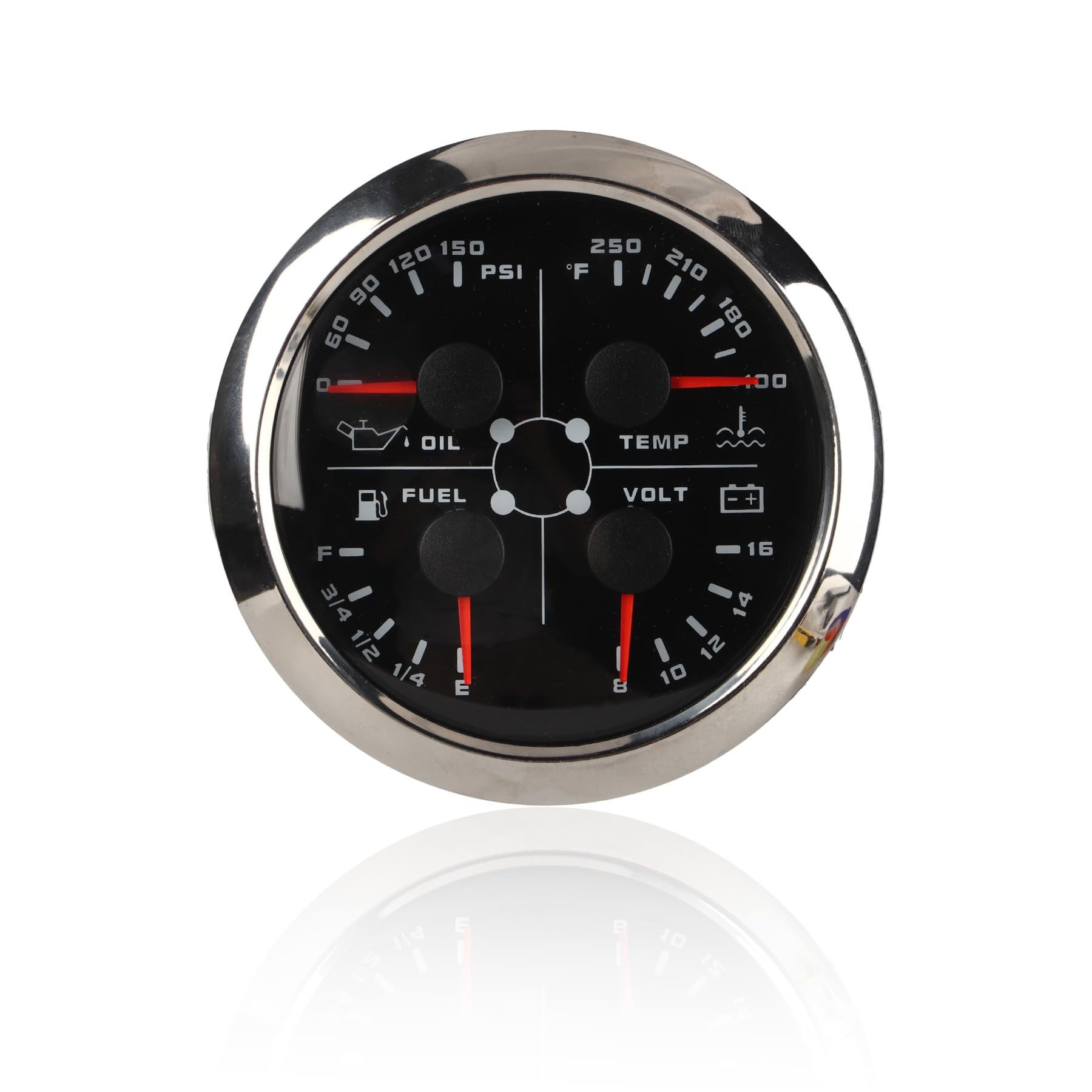 FLEXMAN Calibre 4 en 1, Medidor de Presión de Neumáticos Digital, Nivel de Combustible Multifunción de Calibre 85 mm para RV, Yate, Barco de Pesca, Barco, Motocicleta, Modificación de Automóviles
