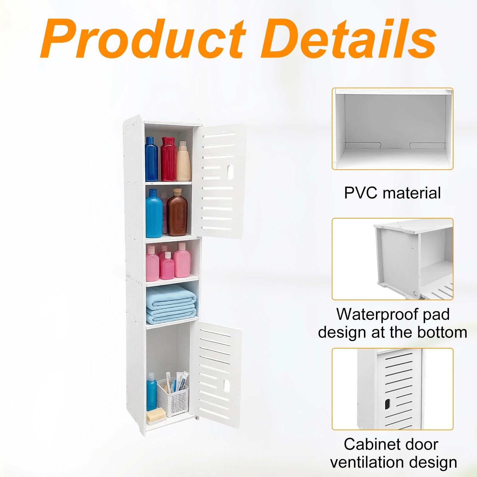 Chiluxendo Blanc Armoire Salle de Bain, Armoire d'angle avec Porte et Compartiment Ouvert, Meuble Toilettes, Meuble de Rangement de Salle de Bain Etroit pour Salle de Bain, Salon, Cuisine(20x18x97cm)