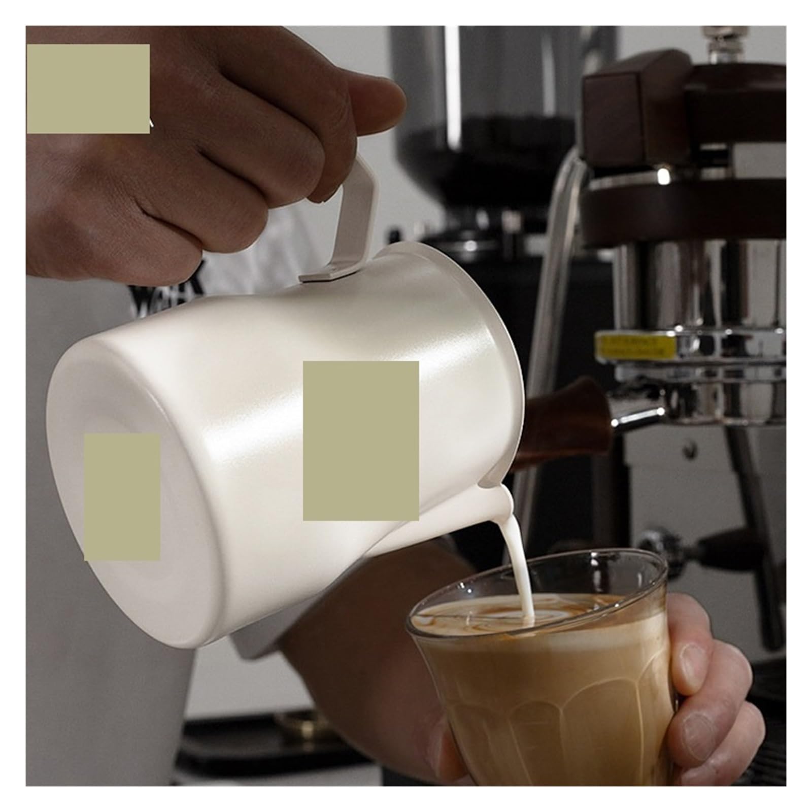 Jarra de leche 350/450ml, accesorios for café, jarra espuma expreso profesional Barista, Compatible con Latte Art(Light Blue 450ml)