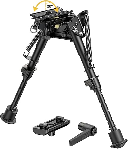 Miniatura 8 de CVLIFE Bípode de rifle de fibra de carbono de 6 a 9 pulgadas, bípodes inclinables para rifles con adaptador compatible con bípode giratorio Mlok