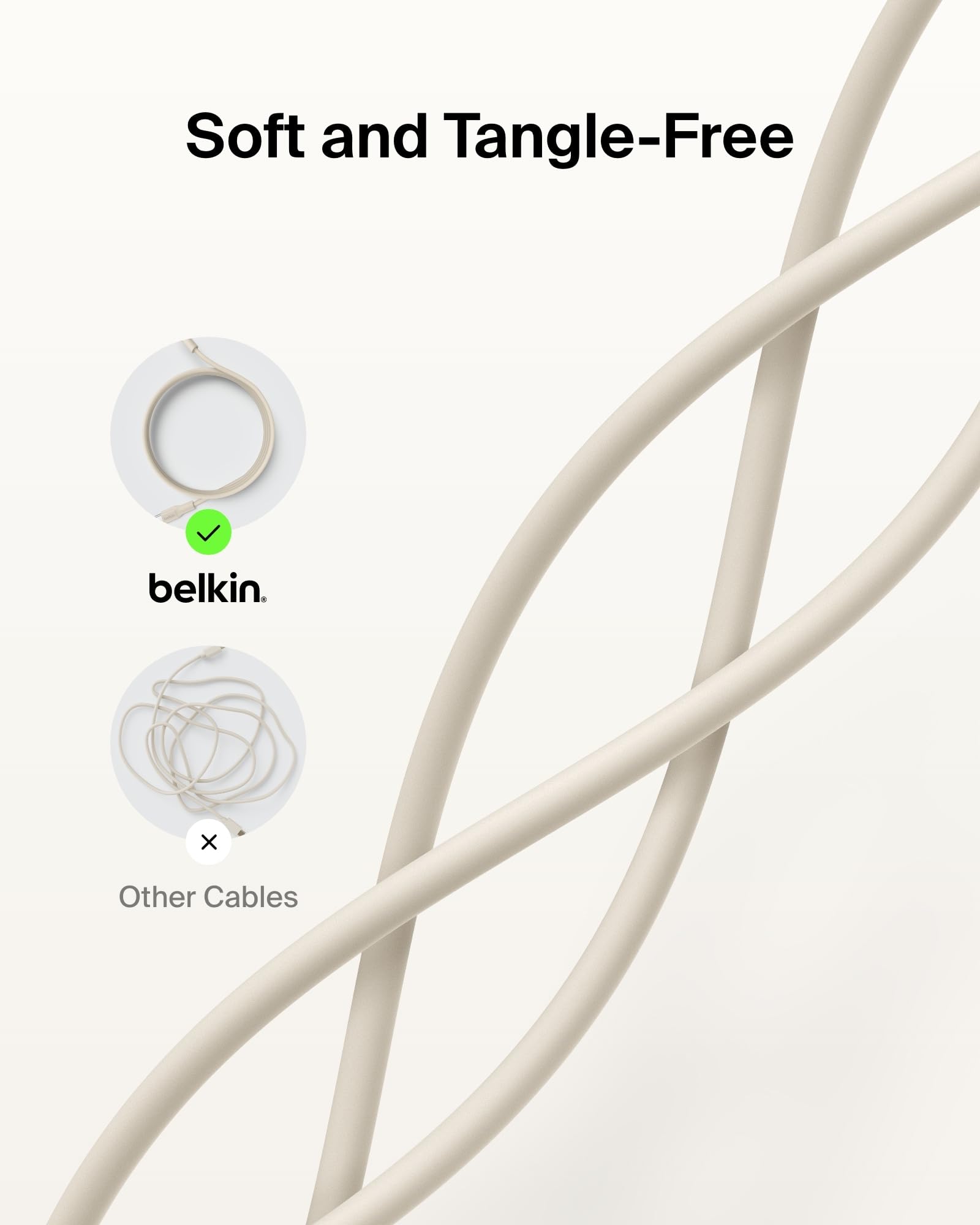 Belkin Lightning to USB-C Cable - Sand -5