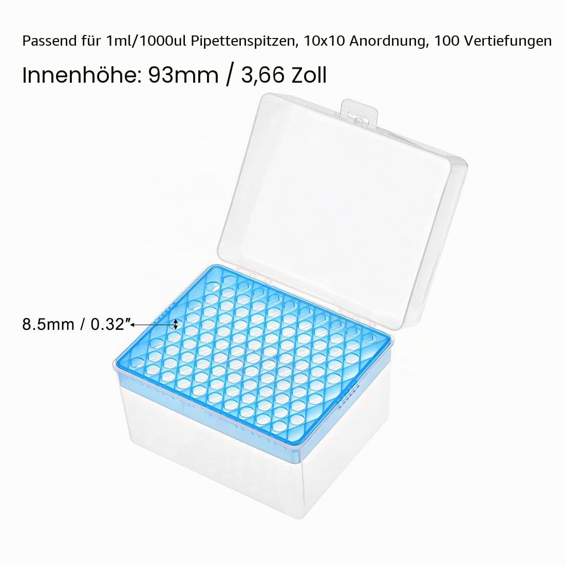 sourcing map 2St Pipettenspitzen Box 100-Well Spitzenhalterbehälter 1 ml/1000ul 8.5mm Loch DM