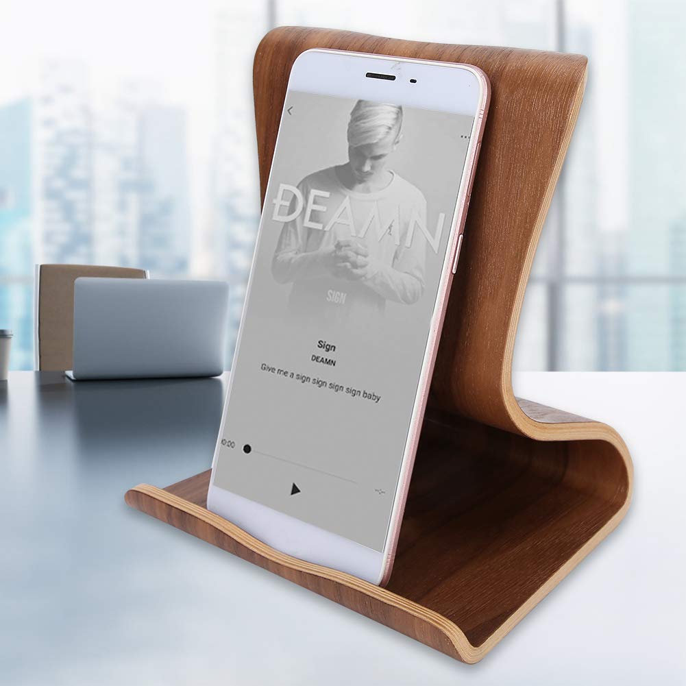 Fdit Supporto Telefono in Legno per Scrivania, Porta Cellulare da Tavolo Universale, Compatibile Smartphone e Tablet