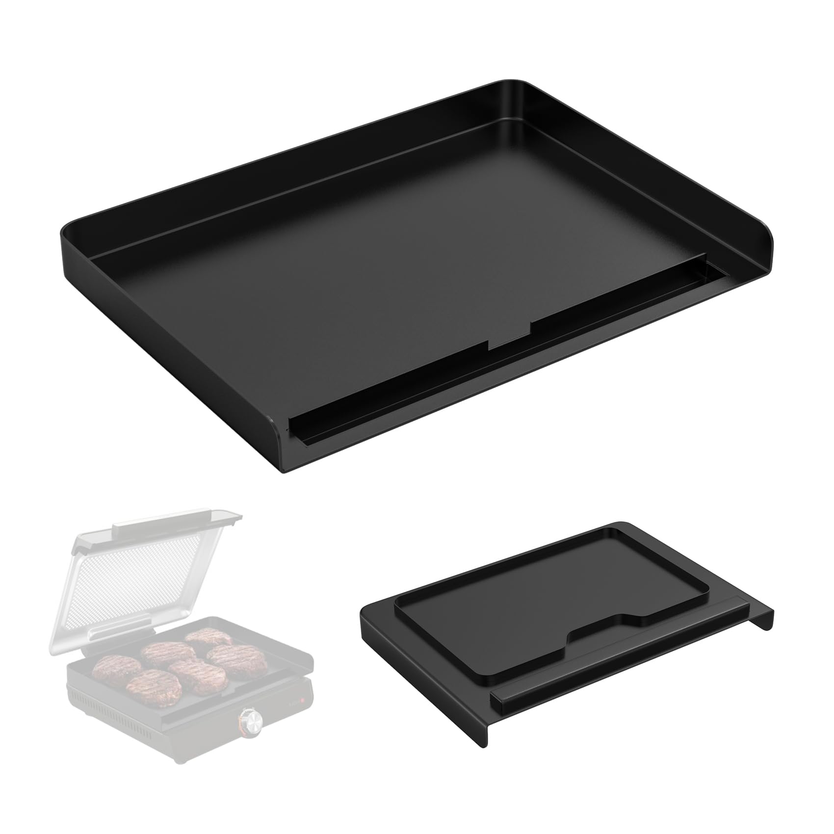 MOASKER GR101 Grill Plate Replacement Part for Ninja Sizzle Smokeless Indoor Grill & Griddle, 14'' Flat Top Grill Plate Parts for Ninja GR100 Series Electric Grill, GR101 Griddle Plate, Non-stick