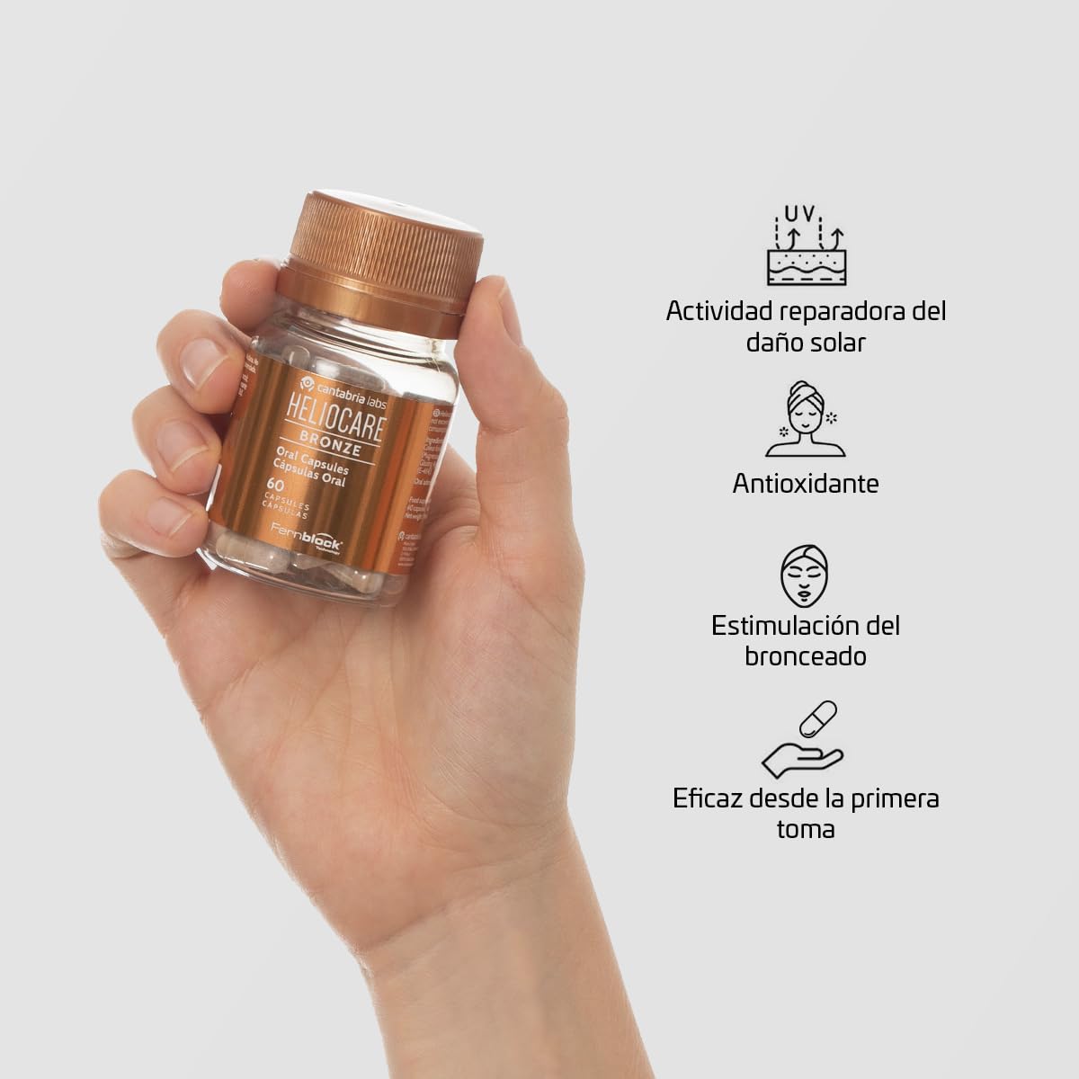 Cantabria Labs - Heliocare Cápsulas Bronze - 60 Unidades - Protección Solar Oral - Acelera el Bronceado Natural - Todo Tipo de Pieles