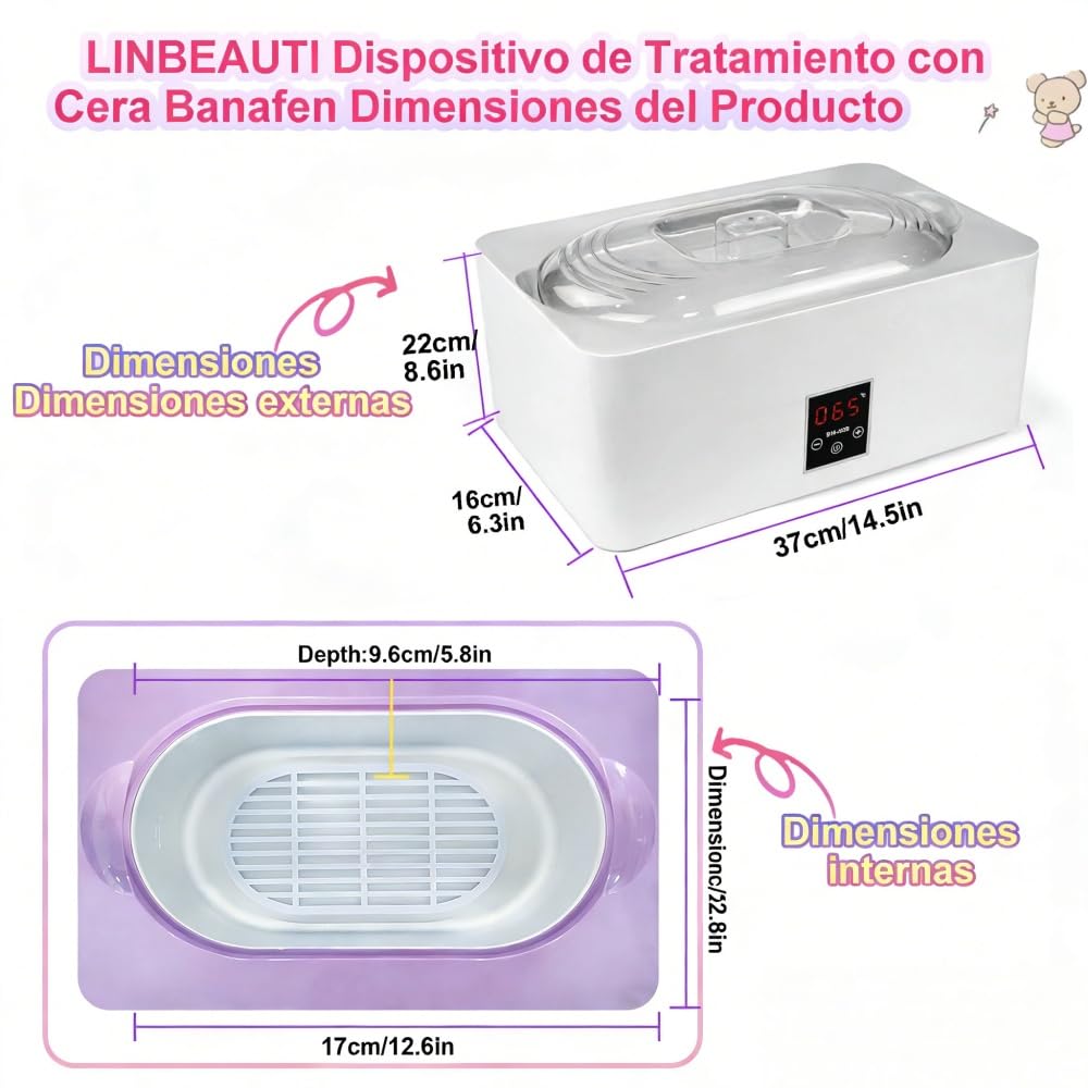 Baños de Parafina Máquina de cera calentada 4L regulación precisa de temperatura y fusión rápida mantener el calor aliviar la artritis de la piel húmeda de la suite de spa de casa profesional Blanco