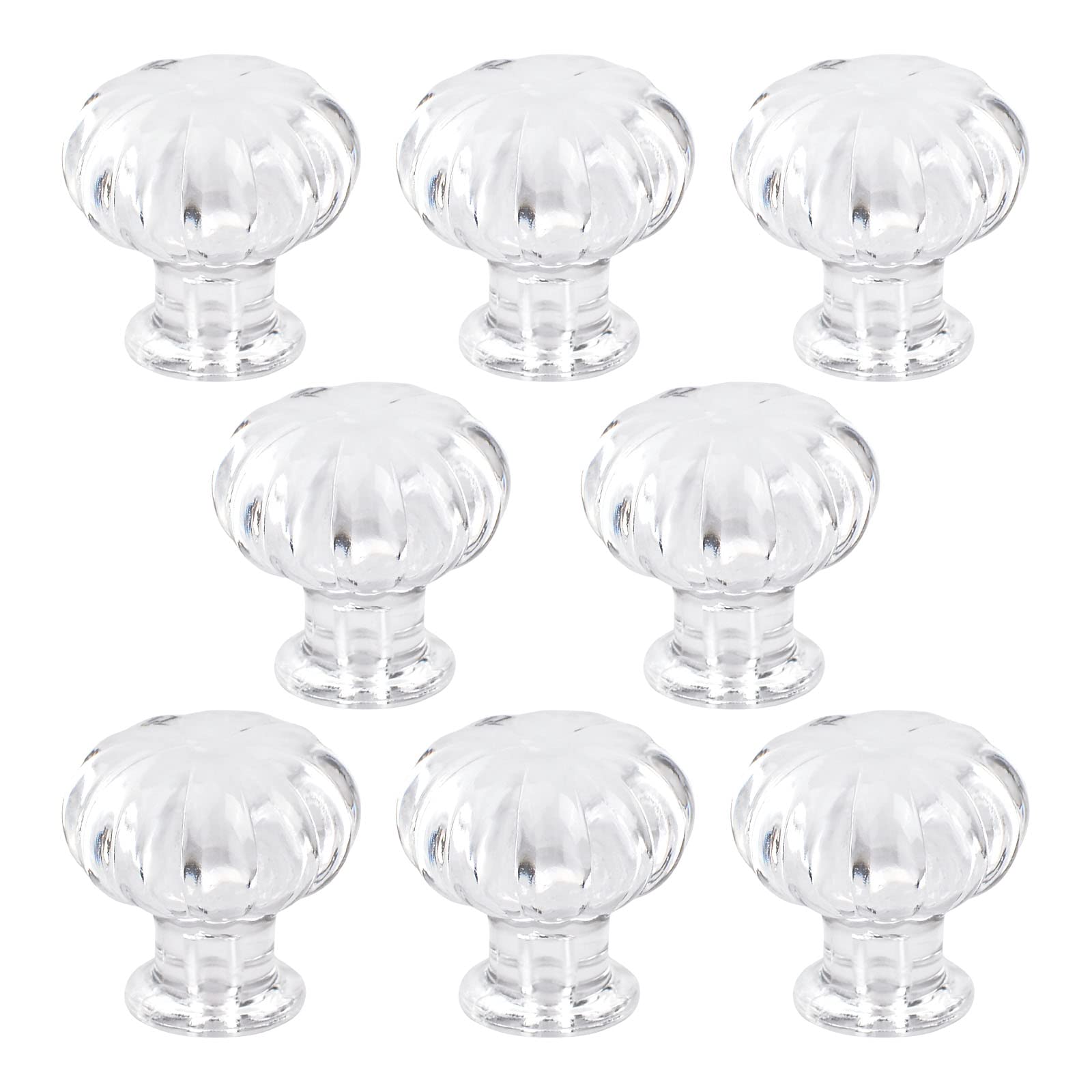 MOROBOR 8pcs Transparent Acrylic Pumpkin-Shaped Self Stick Knobs for Mirror Closet Box Gift Case and Other Small Furniture