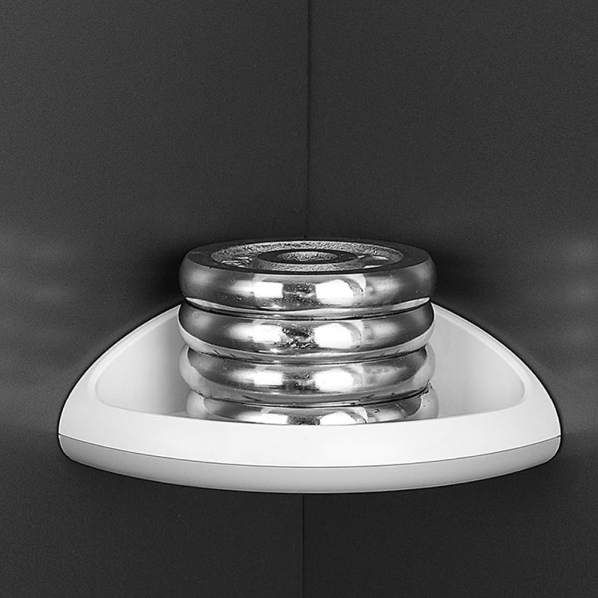 Garneck Punch Free Bathroom Wall Storage Rack, Triangle Abs Corner Shelf Organizer, Space-Saving Hanging Rack for Bathroom and Kitchen Toiletries and Seasoning Bottles, Simple Elegant