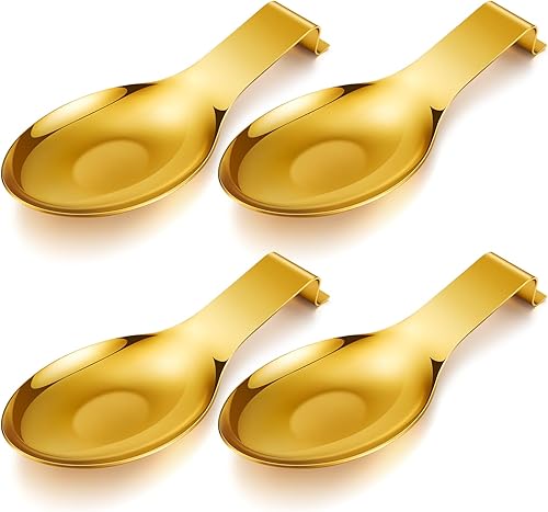 Miniatura 34 de Nuanchu 6 piezas de acero inoxidable para espátula, soporte para cucharón para estufa, soporte de espátula resistente para encimera, apto para Negro