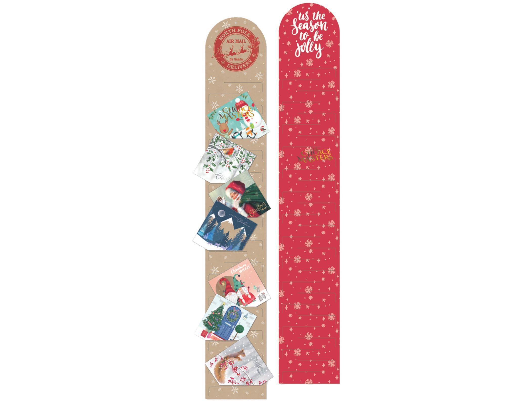 Tarjetero de Navidad | Diseño tradicional de Papá Noel | Diseños festivos de Papá Noel rojo y dorado | Ideal para Navidad, pared colgante, regalo, decoración del hogar y la oficina – Capacidad para 56