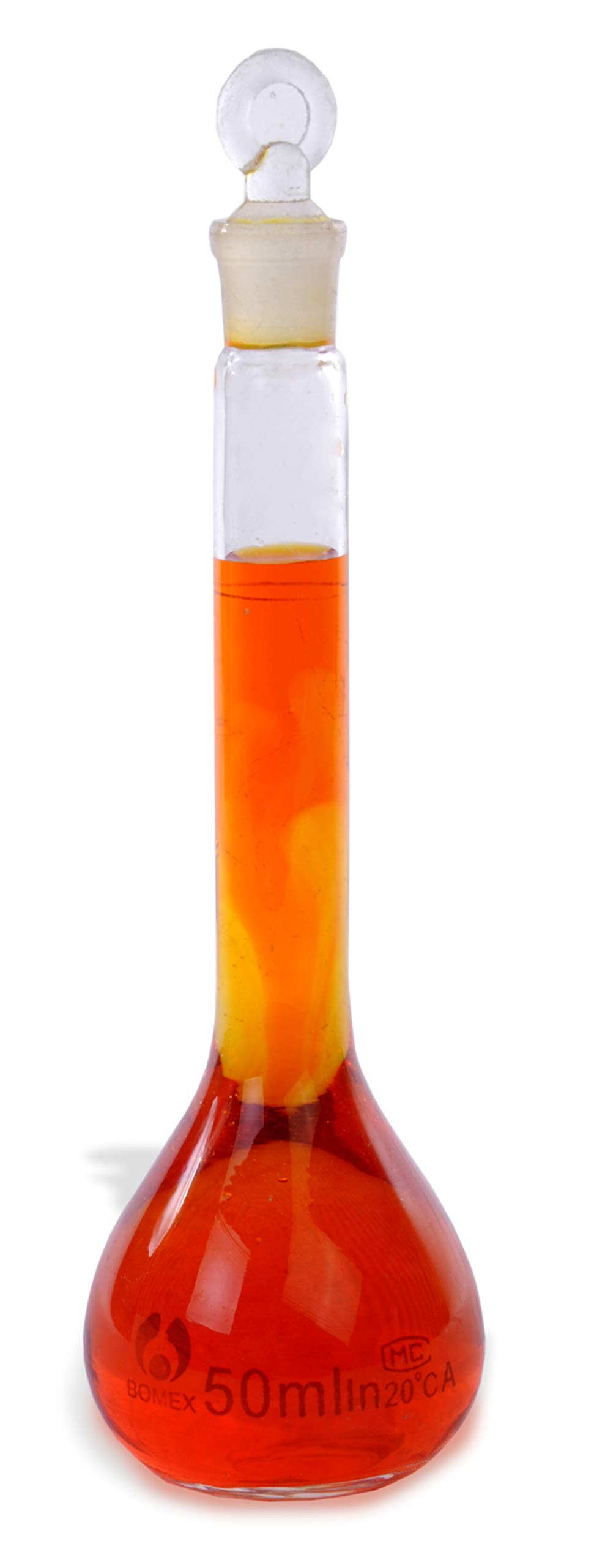 Kimax Borosilicate Glass Class A Heavy-Duty Wide Mouth Volumetric Flask with Color-Coded PTFE Stopper, ±0.08ml Tolerance, 20ml Capacity (Case of 6)