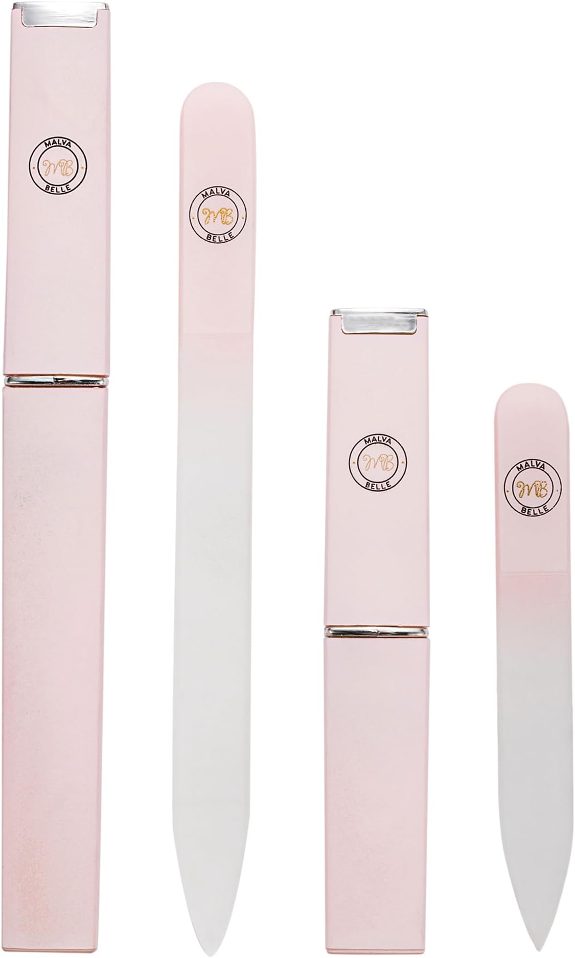 Malva Belle Best Crystal Glass Nail File for Women - File & Travel Case Set - Heavy Duty for Natural Nails, Gel - Professional Nail Shaper – Nail Care Essentials - Pastel Pink Gift Set