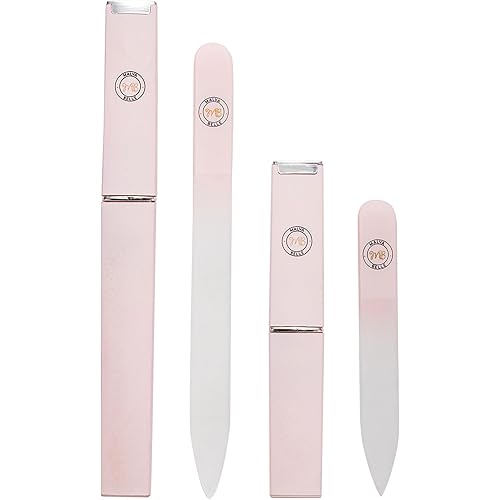 Malva Belle Best Crystal Glass Nail File for Women - File & Travel Case Set - Heavy Duty for Natural Nails, Gel - Professional Nail Shaper – Nail Care Essentials - Pastel Pink Gift Set