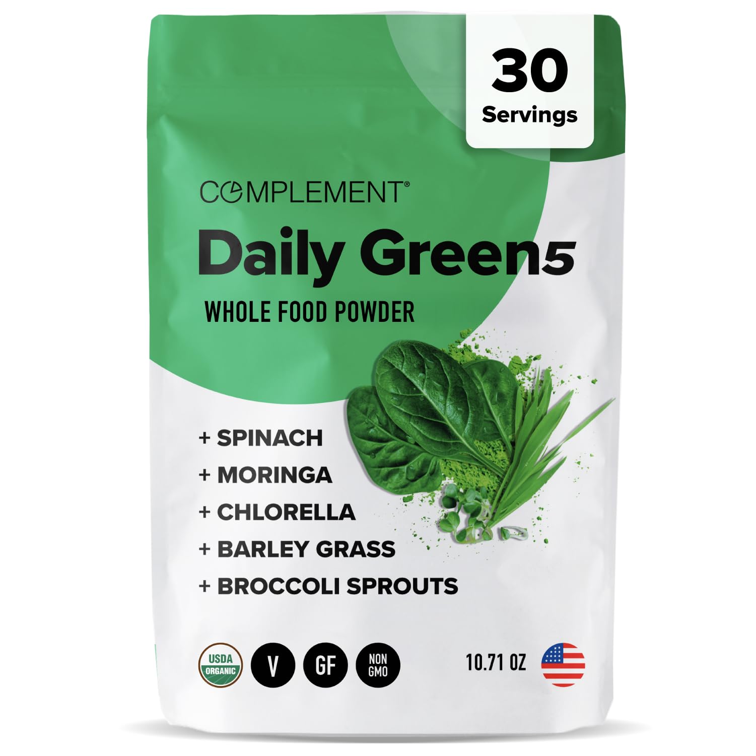 - Daily Greens Powder, Super Greens Powder Superfood- Wholefoods, Organic Chlorella Powder, Barley Grass Juice Powder, Broccoli Sprouts- Immune Support, Brain Health, Metal Detox- 30 Servings