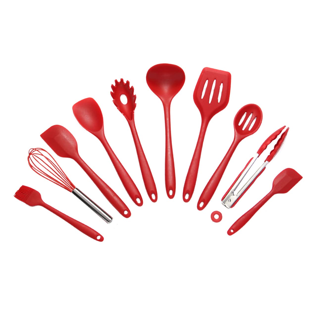 Set Utensili Cucina in Silicone Rosso 10 Pezzi Antiaderente