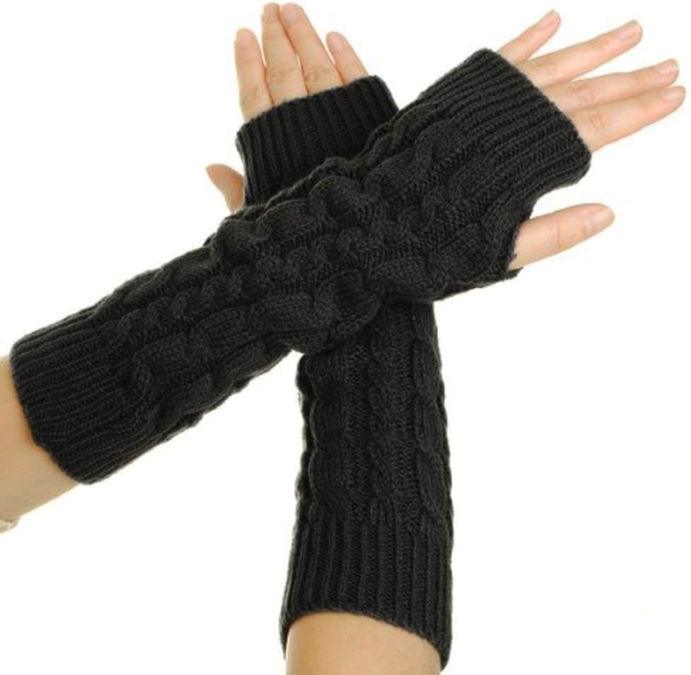Flammi Women's Knit Arm Warmers Fingerless Gloves Thumb Hole Gloves Mittens for Typing Driving Cosplay
