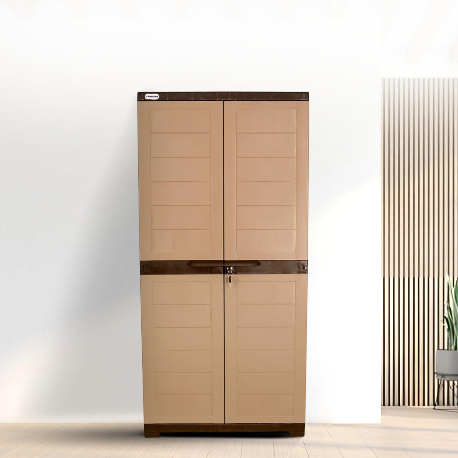 Prima Alfa 2 Plastic Cabinet for Storage | Space Organizer | Shelves | Cupboard | Living Room | Kids | Multipurpose for Home Kitchen & Office Camel & Brown Color-picture-15