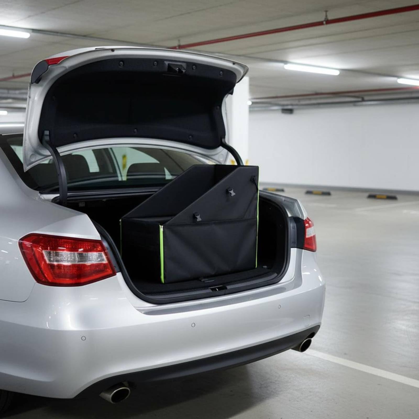 MERIGLARE Cesta de Almacenamiento para Maletero de Coche Plegable en Lona Oxford con Protección Lateral Reforzada y Práctica Apertura Adecuada para Llevar, Negro, Negro, Grande - Sin Ruedas