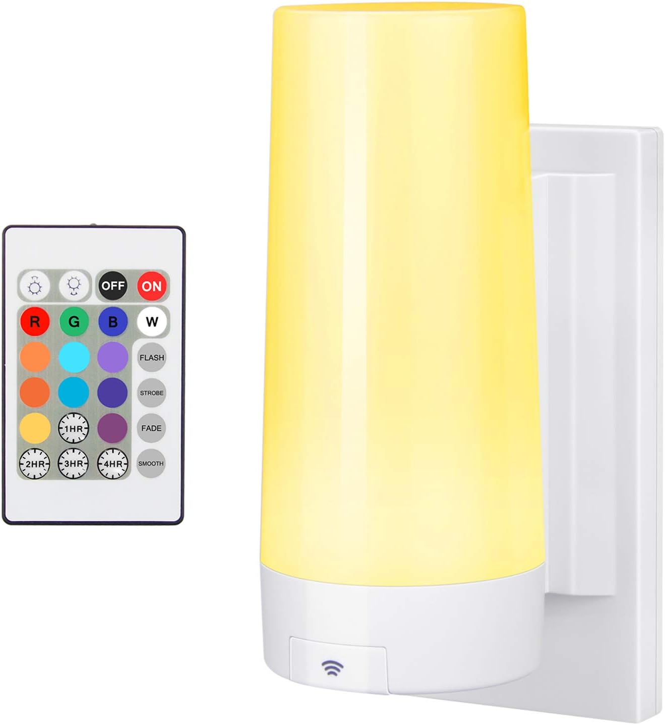 BIGLIGHT Wireless Wall Sconce Light Battery Operated, Multi Color Changing, Remote Controlled, Dimmable Night Light, RGB Stick on Lamp for Hallway Bathroom Kids Bedroom Home Decor Mood Lighting