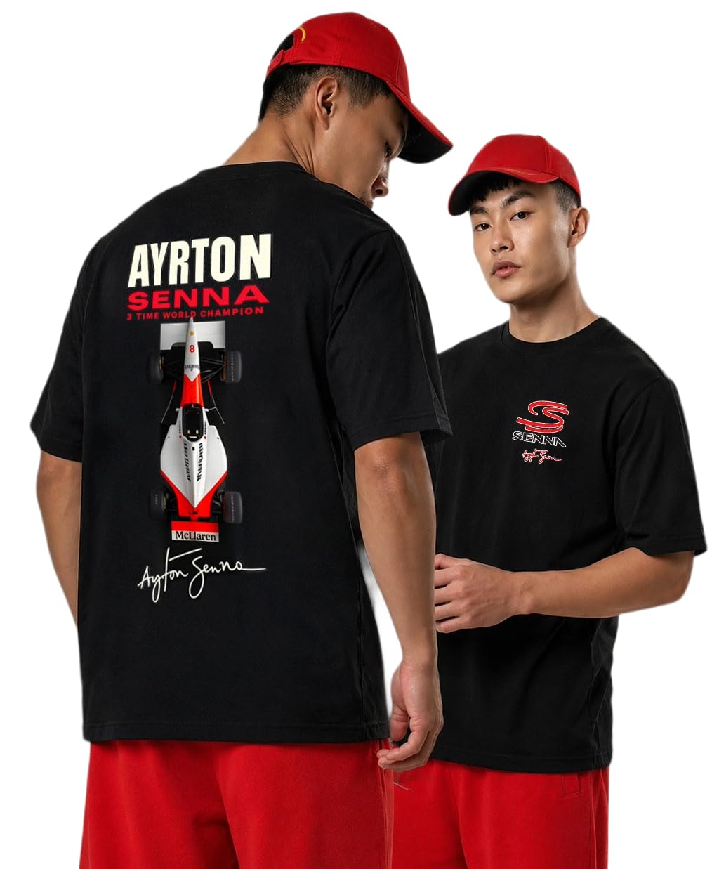 Mens Black Half Sleeve Drop Shoulder Graphic Printed T-Shirt | Ayrton Senna Rain Man F1 T Shirt for Men | Formula 1 Motorsport Racing Tee | Oversized Streetwear Graphic T-Shirt's-picture-19