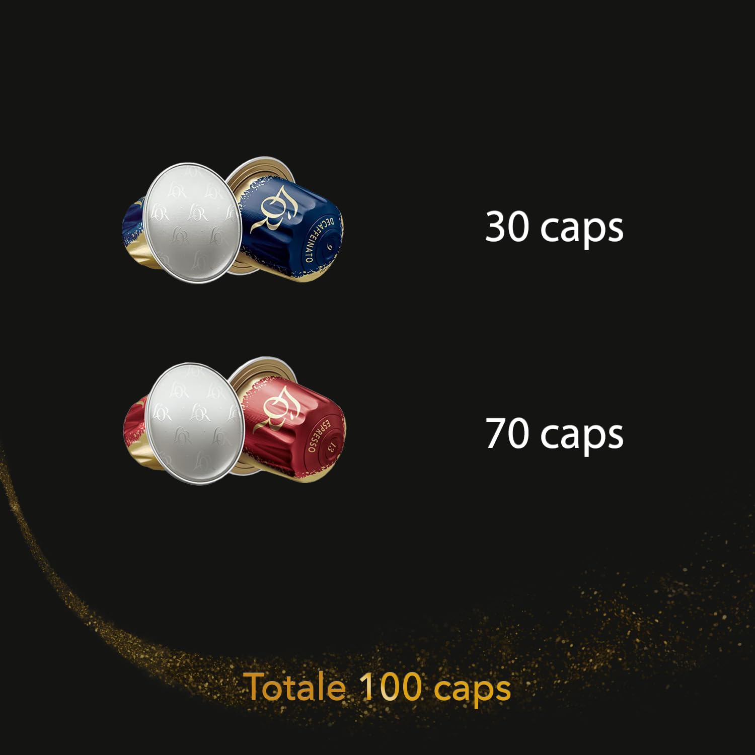 L'Or Capsule Espresso - 100 Capsule - 70 Barista 30 Decaffeinato Ristretto | 10 confezioni da 10, Miscele assortite, in Alluminio, Compatibili con macchine Nespresso®* Original