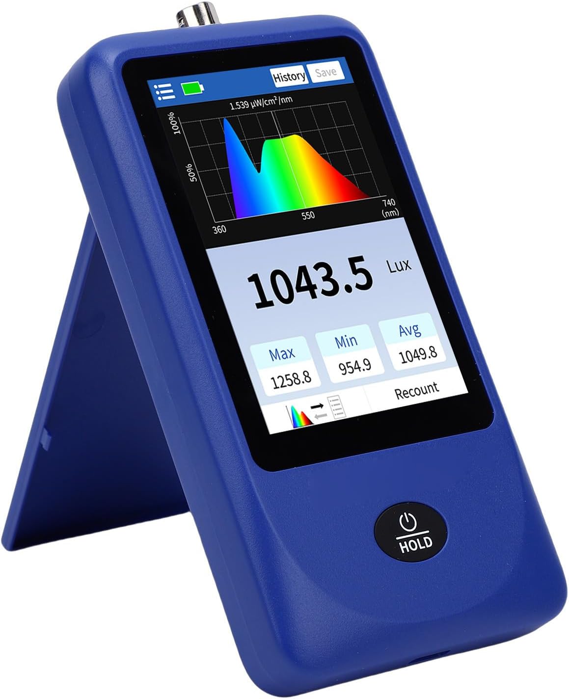 Jectse Light Spectrum Meter, Handheld Spectrometer with Illuminance Color Temperature PPFD Measurement, for Plant Growth Lighting Evaluation and LED Light Source Analysis