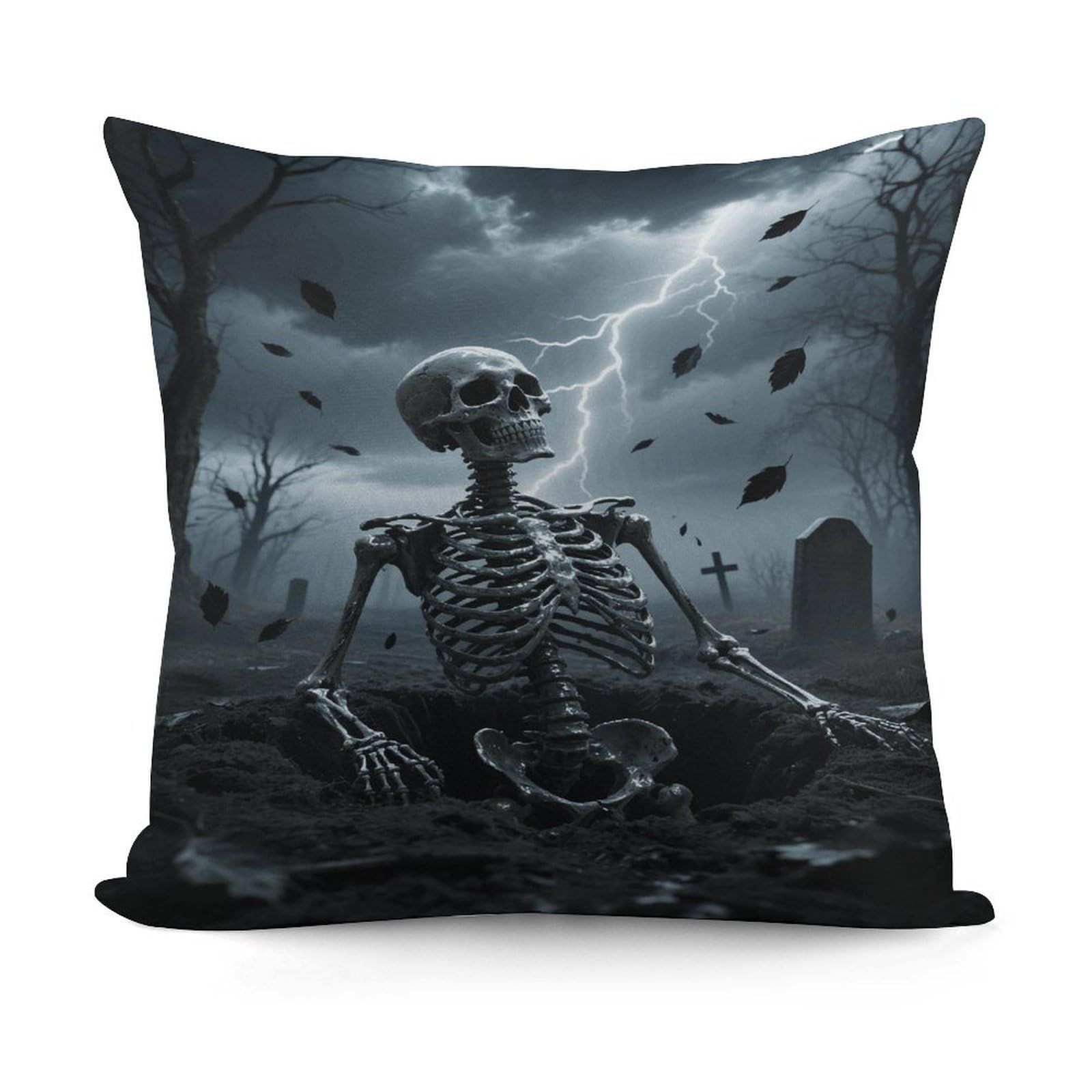 VstaDank Skull Throw Pillow Covers Fade-Resistant Removable Pillowcase Square Cushion Case Cozy Pillow Case Breathable Pillow Protector Soft Pillow Shams 18"x18"