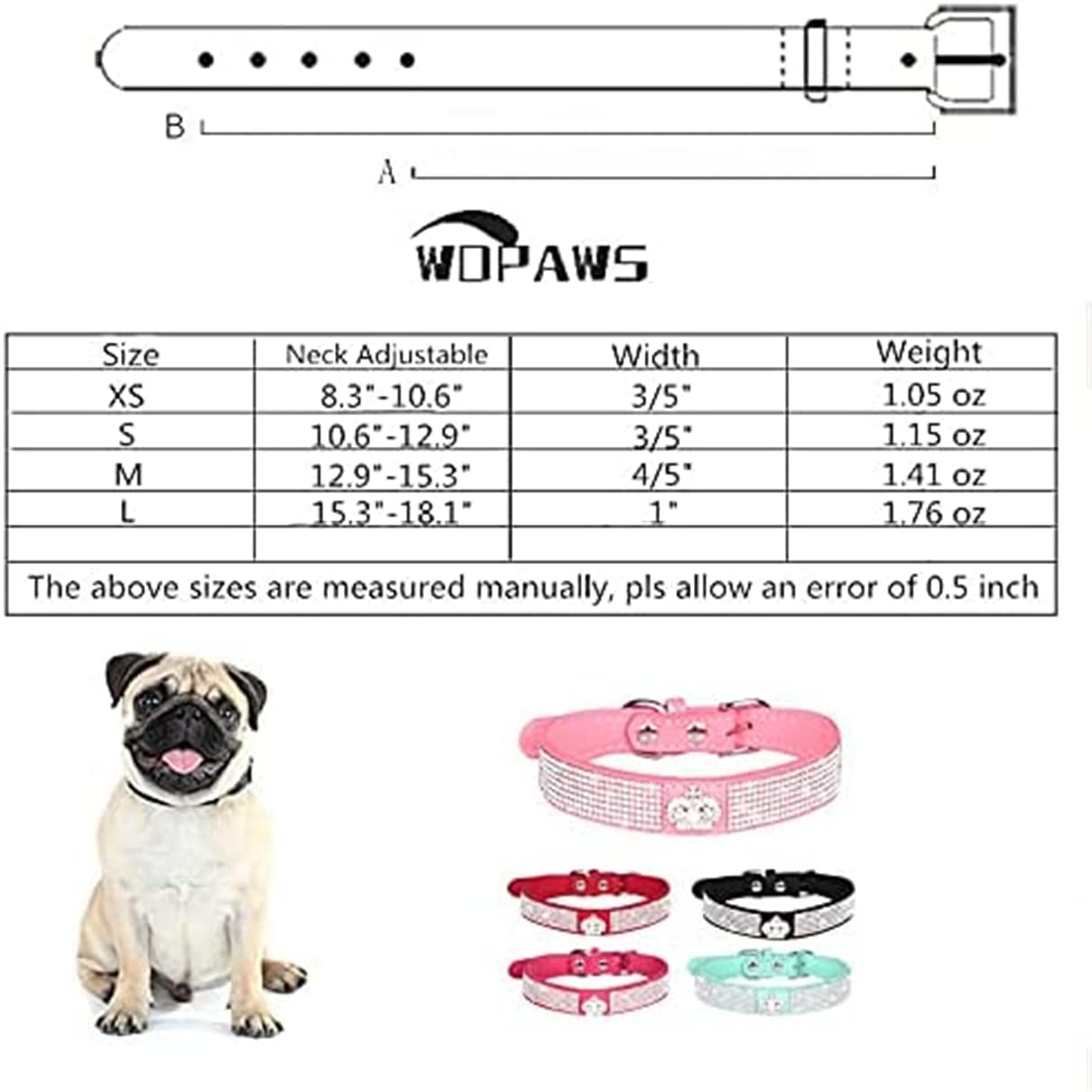 Rhinestone Dog Collar Bling Diamond Bowtie Cat Collars Adjustable for Small Medium Large Pets Kitten & Puppy Dark Black M - Image 3