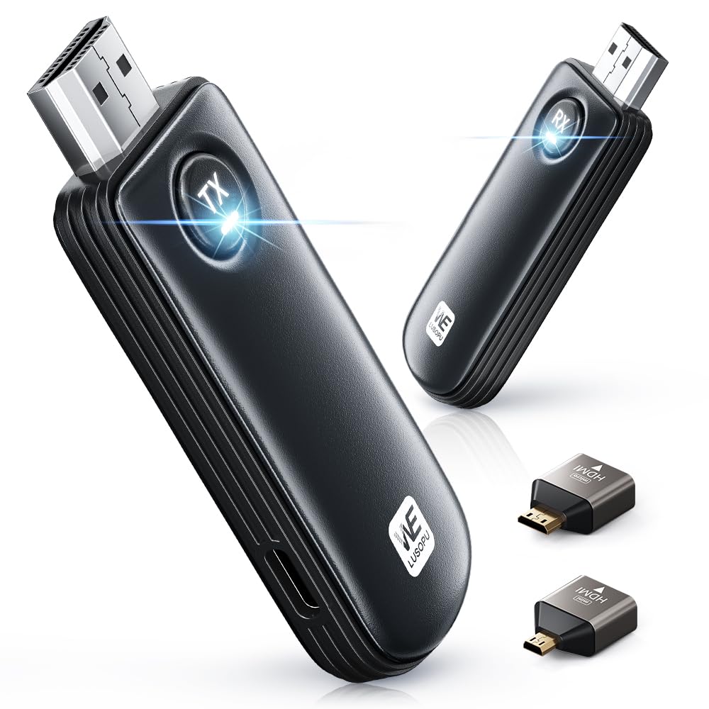 2026 Wireless HDMI Transmitter and Receiver, WELUSOPU HDMI Wireless 4K Decode 1080P Output, 2.4G/5.8G, 328FT/100M, Plug &Play for Laptop Camera TV Box to TV Monitor Projector for Home Church Office