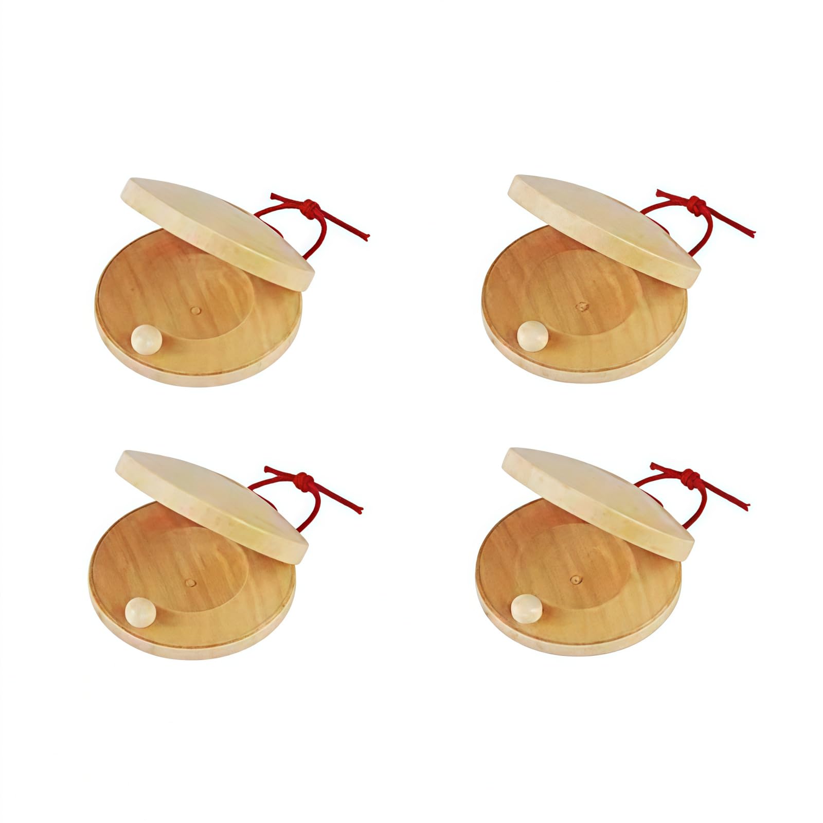 Wooden Castanet Percussion Instrument - 4Pcs Hand Finger Castanets Wood Castanets Classroom DIY Rhythm Music Musical Instrument