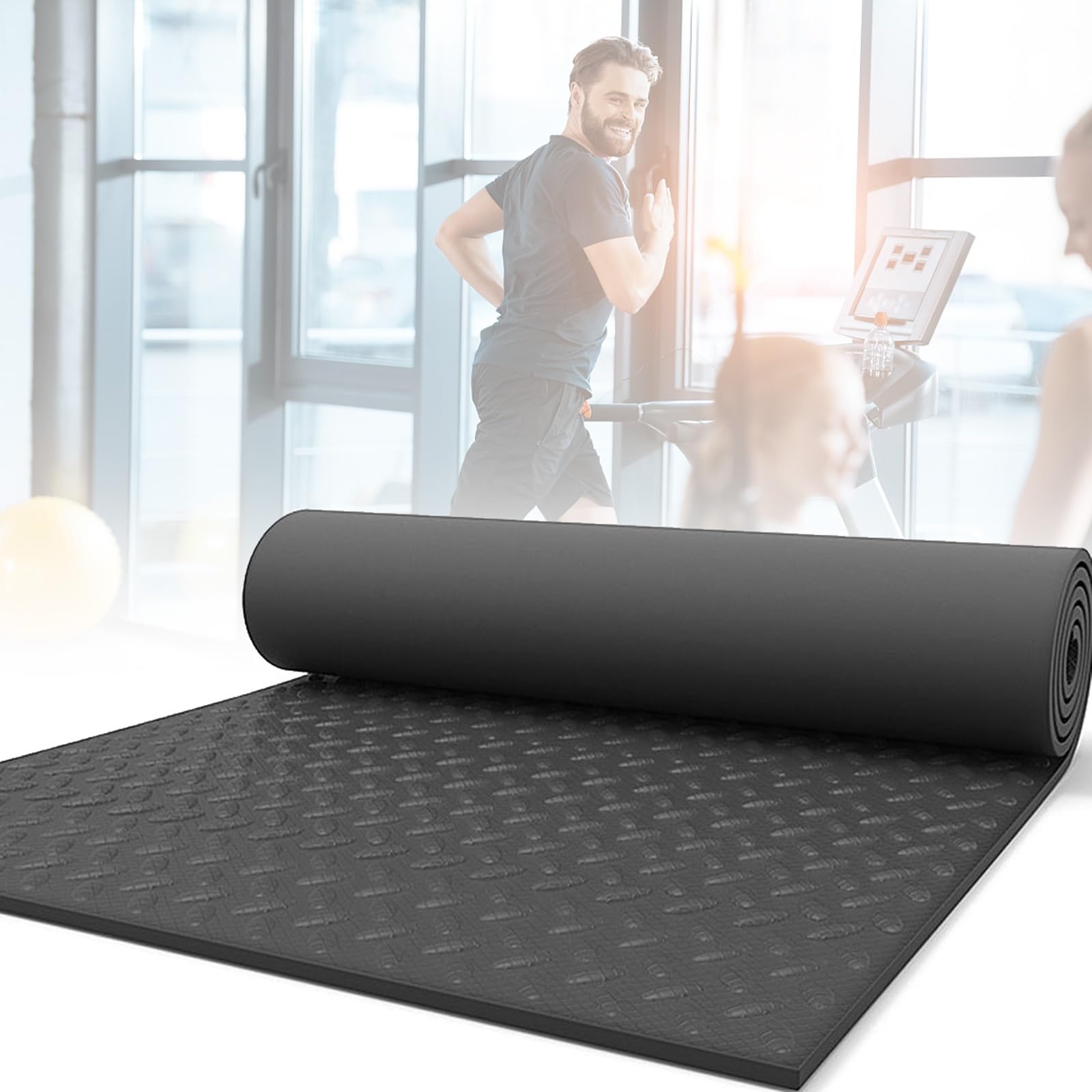 WORDFUN Tappetino Fitness Multifunzionale, Tappeto Insonorizzante, Tappetino Resistente, Antiscivolo, Protezione del Pavimento, Tappetino per Esercizi per Tapis Roulant, Ciclette