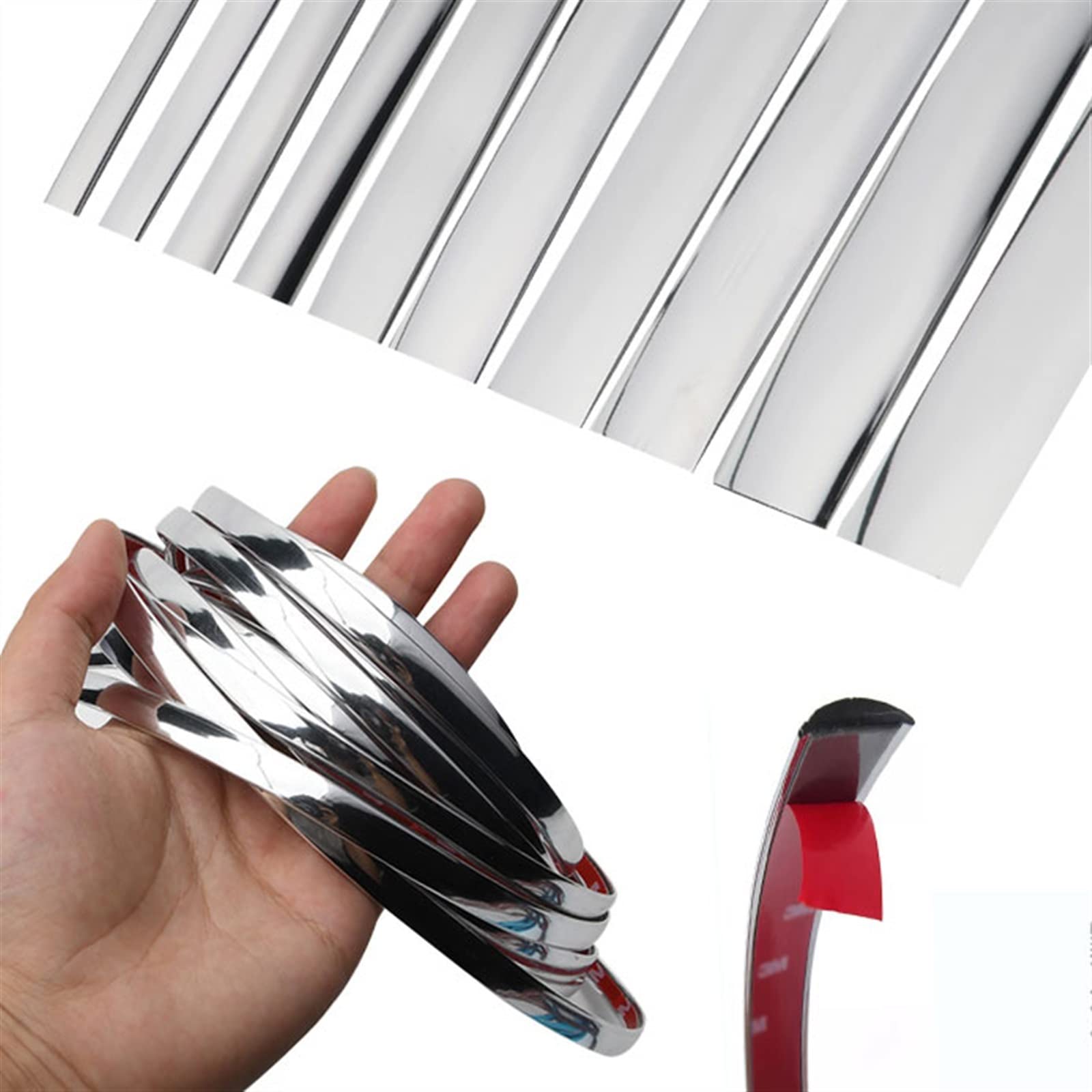 13M Embellecedor Cromado para molduras automotrices, Moldura de Cromo para automóvil, Decorativa Plateada para carrocería de automóvil, Ventana Lateral, Puerta, a Prueba de rayones (autoadhesiva)