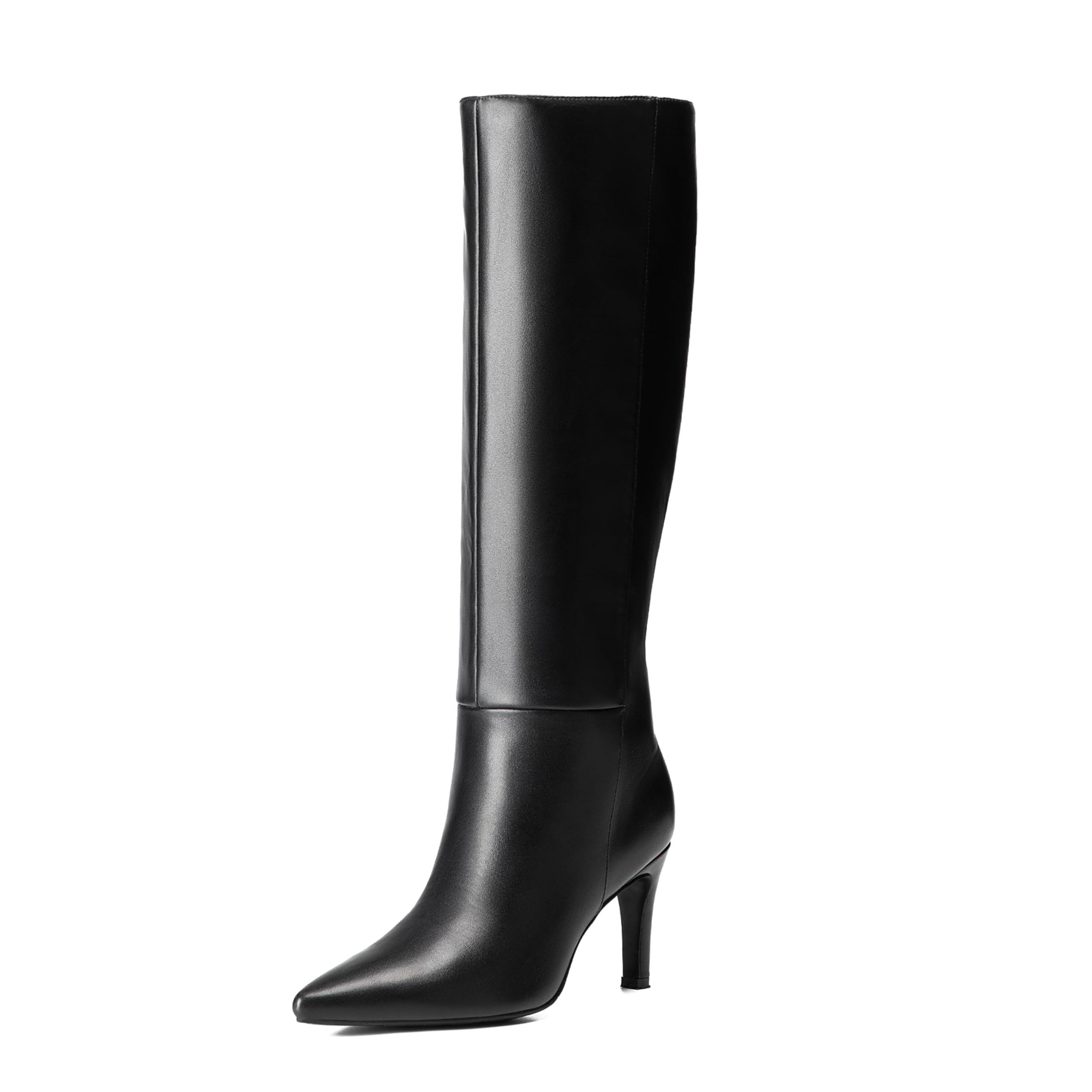 Reitoye Knee High Boots Women Sexy Pointed Toe Stiletto Tall Boots Side Zipper Dress Fashion Boots Shoes