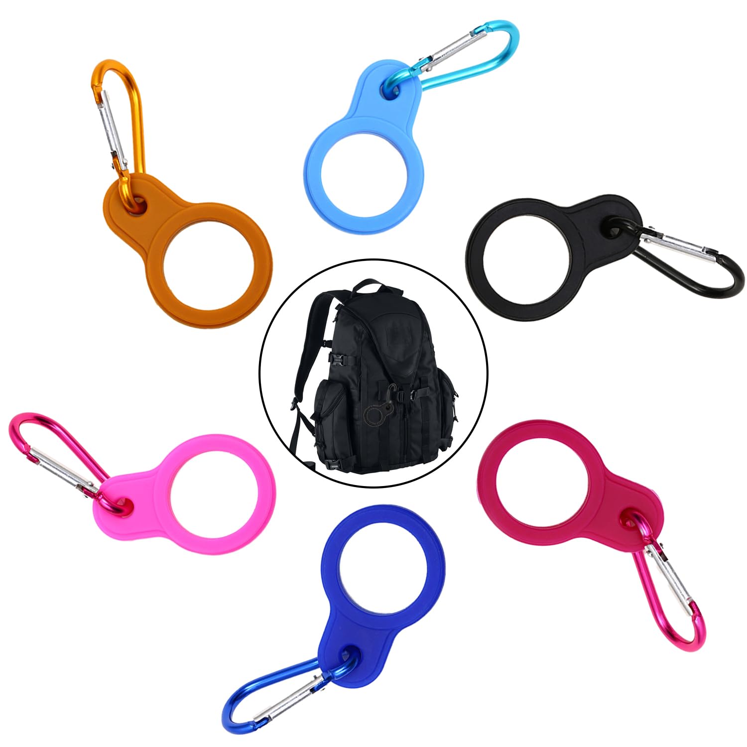 ZEACCT 6-Pack Silicone Bottle Straps, Vibrant Multi-Colour Carrying Clips