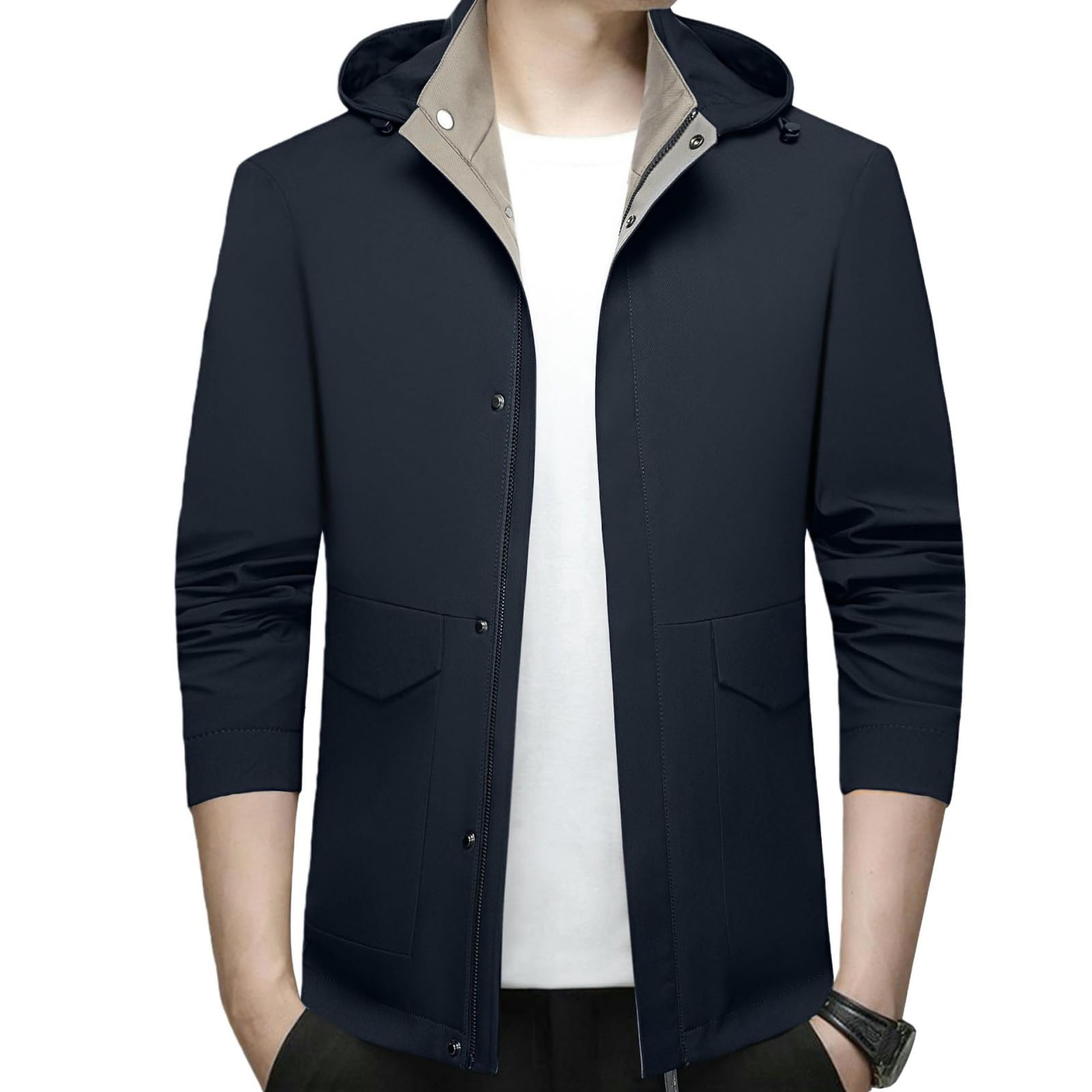 Veste à capuche homme classique contre le vent veste légère confortable - 7