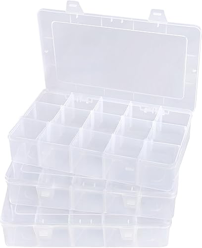 Organizador de caja de aparejos, organizador de plástico, paquete de 3 contenedores de cuentas, caja organizadora de plástico con divisores, caja de
