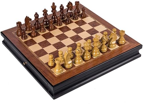 Miniatura 1 de ATAAY Juego de ajedrez de madera de ajedrez con cajones dobles, piezas de ajedrez de plástico de madera maciza, tablero de ajedrez profesional de
