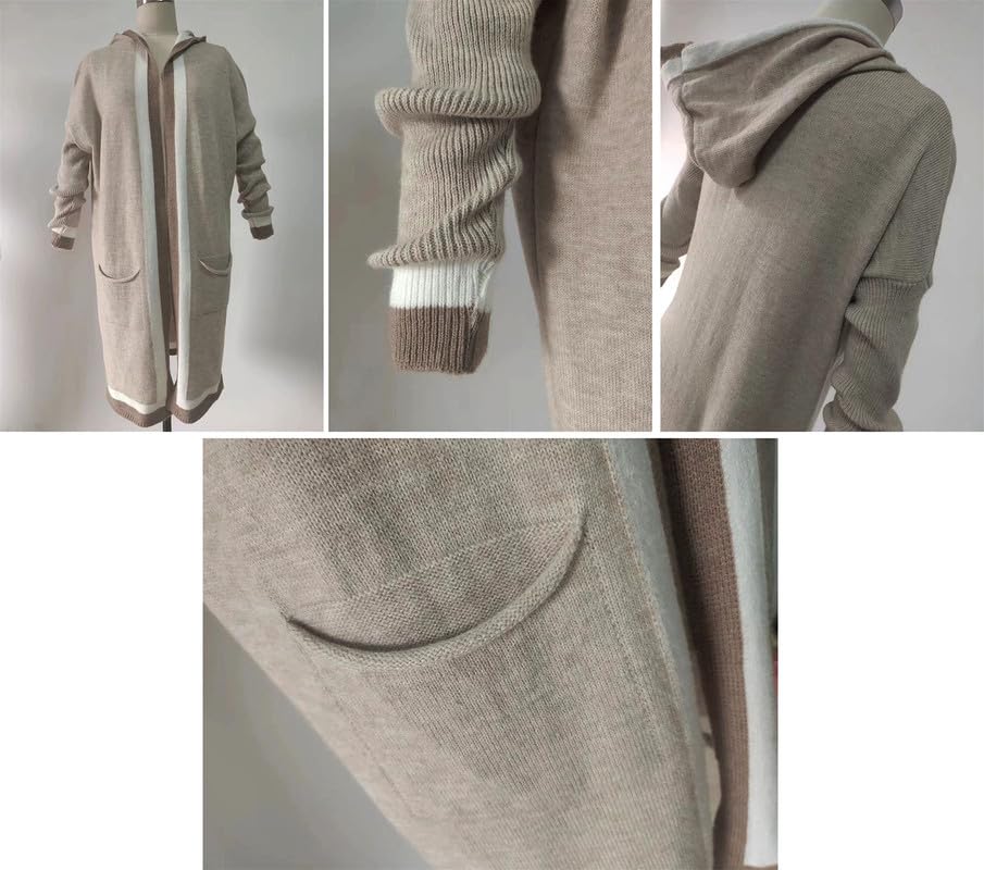 babao Colore Block delle Donne Maglia Lungo Cardigan Giacca Color Block Loose Casual Maglia Open Front Outwear Cappotto Lungo