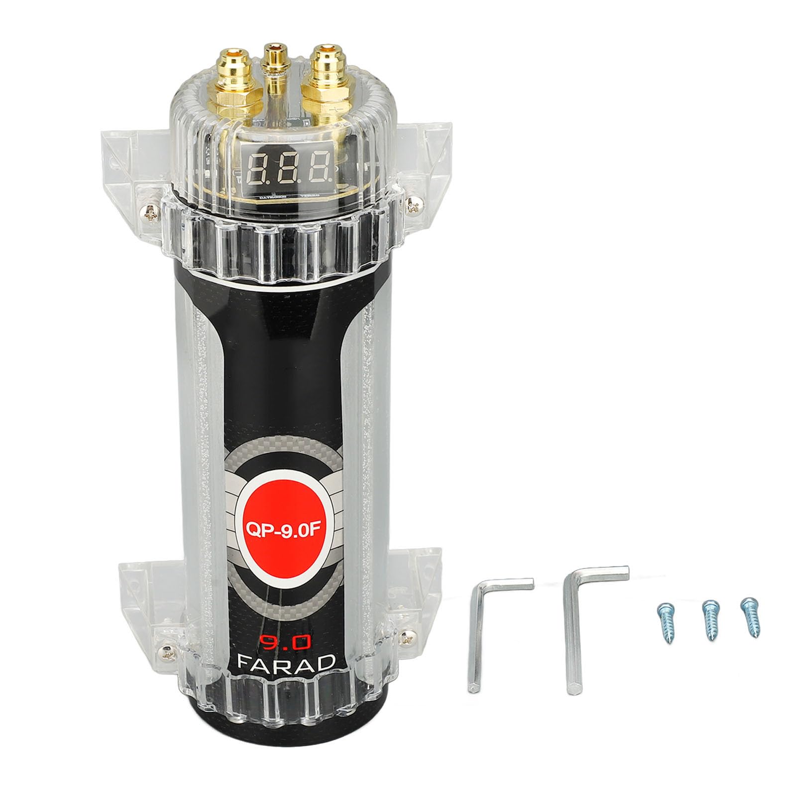 Akozon Condensador de Potencia Digital de Alto Rendimiento de 9,0 Faradios para de Sonido de Automóvil