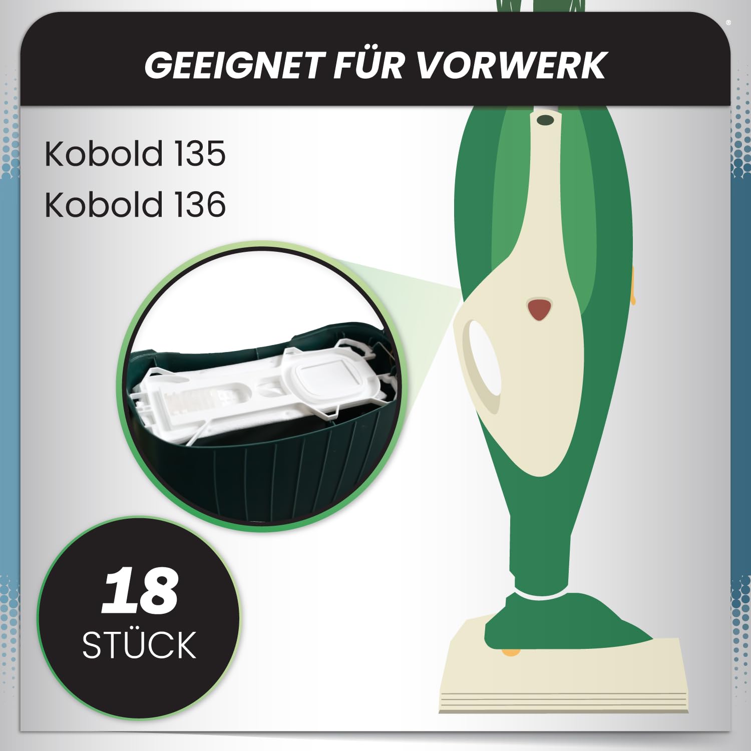 Vorwerk VK135/ VK136 Kobold Filterset Tüten Filter Filtertüten In - Foto 2