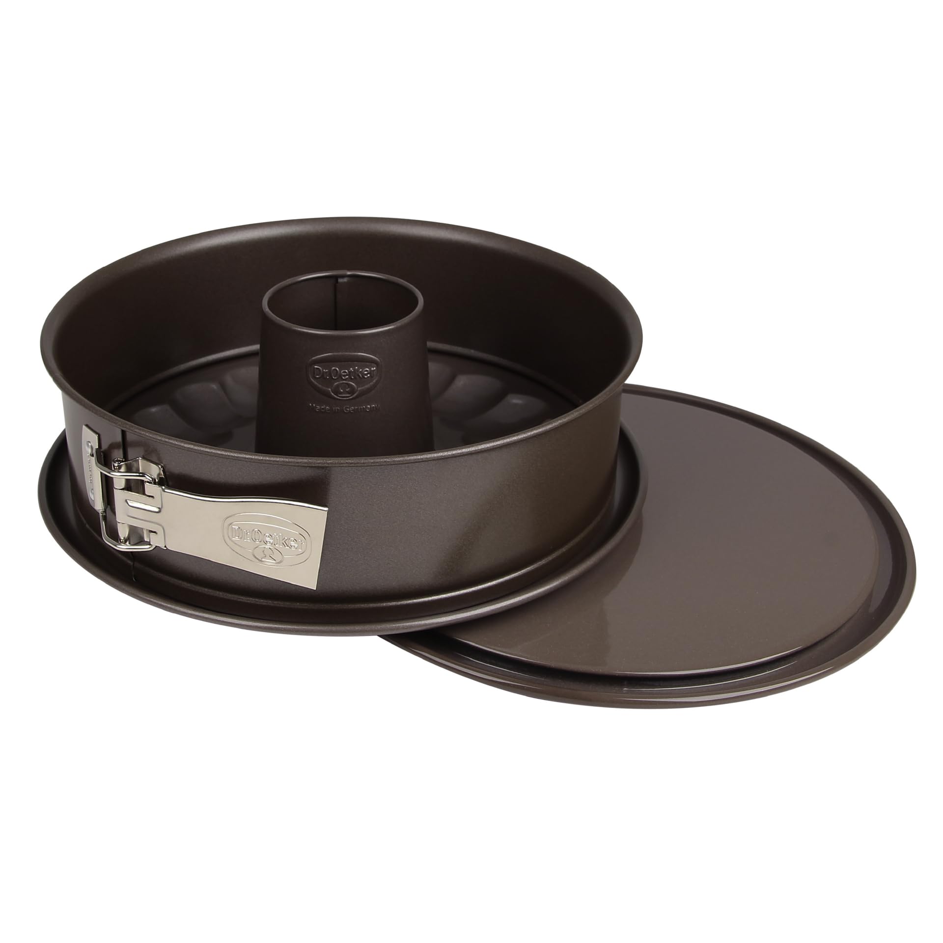 Dr. Oetker Moule à charnière avec Fond Tubulaire et Service Ø 28 cm Édition de pâtisserie – Moule avec revêtement antiadhésif renforcé en céramique, Fond résistant aux coupures et aux Rayures