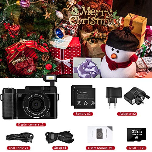 Digitalkamera 30MP 2.7K Full HD Kompaktkamera mit Flip-Screen Fotoapparat Digitalkamera mit 32 GB SD-Karte und 2… – Bild 8
