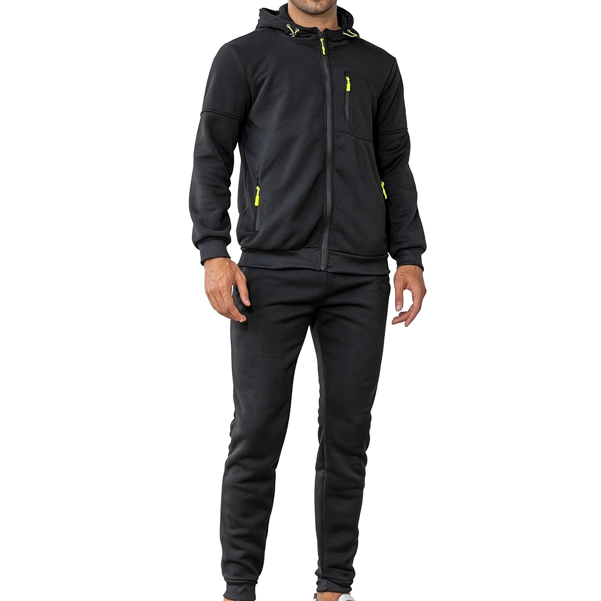 Herren-Trainingsanzug-Set mit Reißverschluss, Sweatshirt, Jogginghose | Kapuzen-Sweatshirt, Jogginghose, passendes Set, klassisches Farbblock-Design, lässiger Anzug