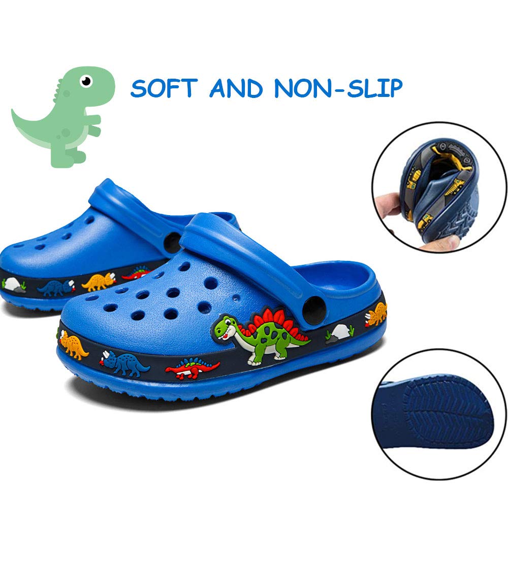 DRECAGE Unisex Kinder Clogs Pantoffeln Dinosaurier Gr.24-33 EU, Eva Gartenclogs Gummi Badeschuhe Hausschuhe für Jungen Mädchen